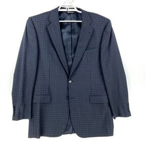 Zanella Sport Coat Blazer Blue Tattersall Wool 42L